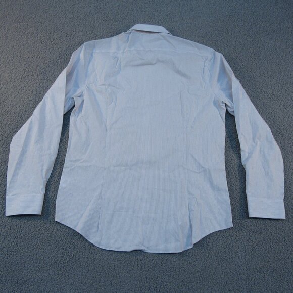 Calvin Klein Mens Extreme Slim Fit Button Down Shirt 16 L 32/33 White Gray - Picture 6 of 9